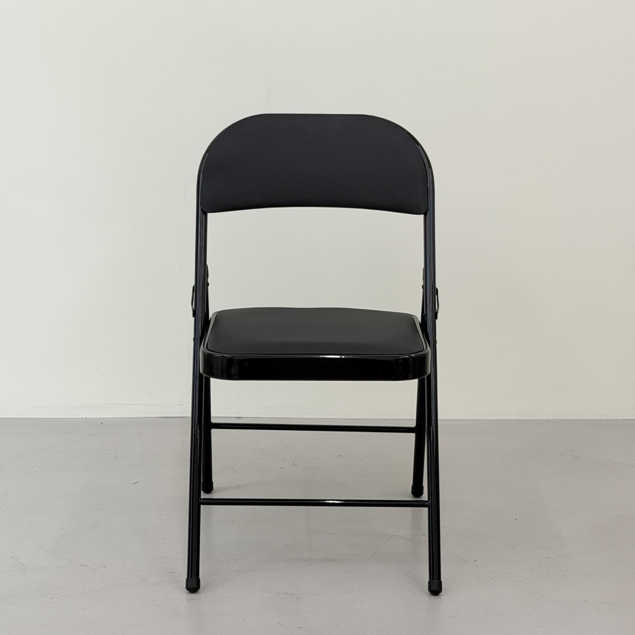 일상도구 철제 접이식 쿠션 등받이 의자, 그레이, 1개 상세 이미지 2
