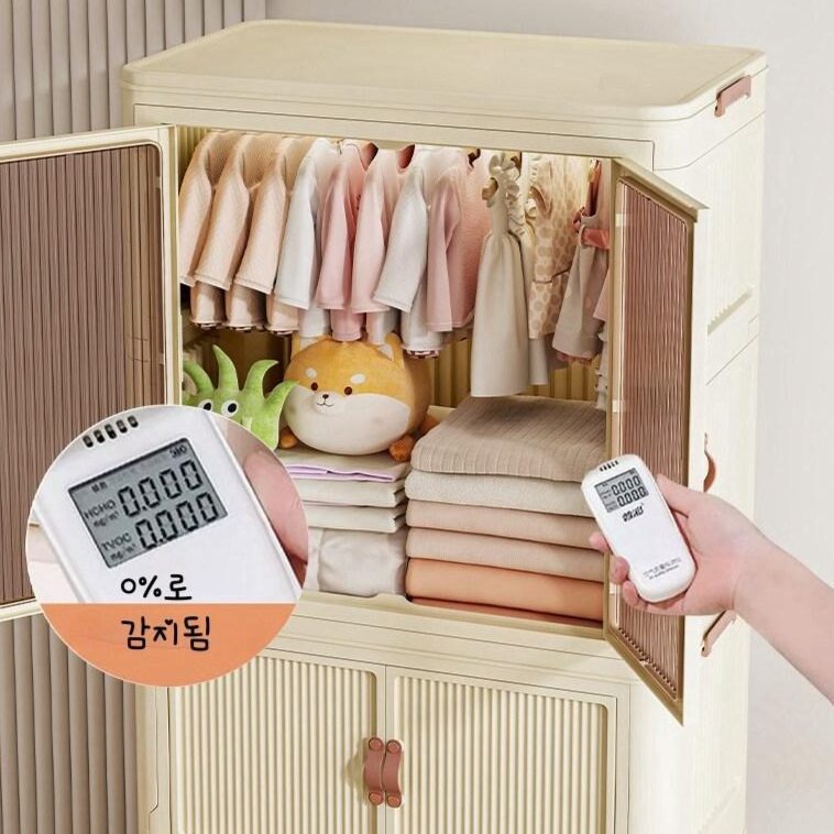 YISOKO 대용량 다용도 리빙박스 정리함 폴딩 옷장 수납장 원룸 비키니 옷장, 1단 옷장+1단 수납장(65cm*40cm*110cm)할인 상세 이미지 2