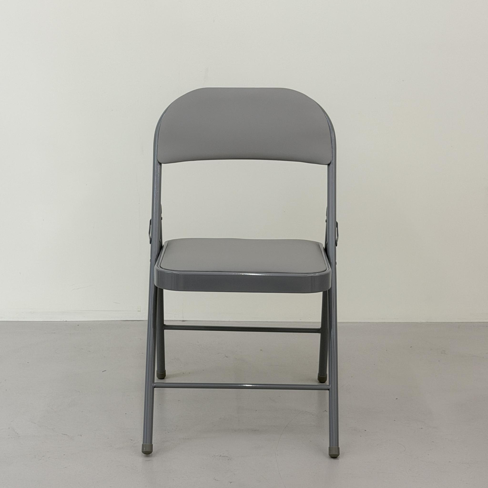 일상도구 철제 접이식 쿠션 등받이 의자, 그레이, 1개 상세 이미지 2