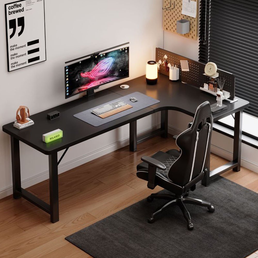 SOPUM HOUSE 컴퓨터 책상 사무용 대형 L형 코너 게이밍 데스크, 우코너, 블랙할인 상세 이미지 1