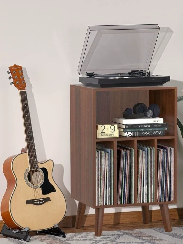 LP 장식장 턴테이블 보관 거치대 레코드판 CD 선반, 레코드 1단계 딥 월넛 상세 이미지 2