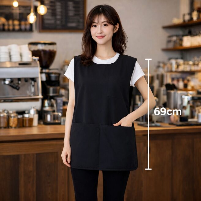 라티엘 목부담을줄인 조끼형 앞치마, 1개, 블랙쿠폰할인