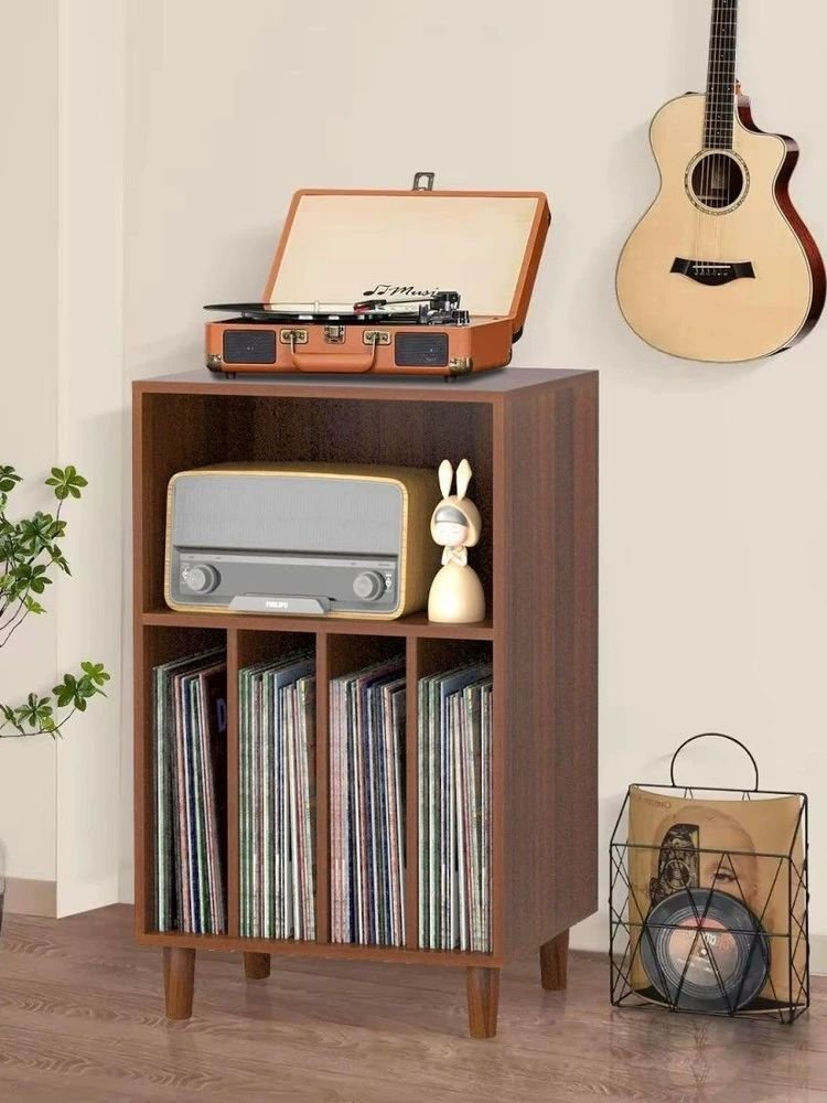 LP 장식장 턴테이블 보관 거치대 레코드판 CD 선반, 레코드 1단계 딥 월넛 상세 이미지 1
