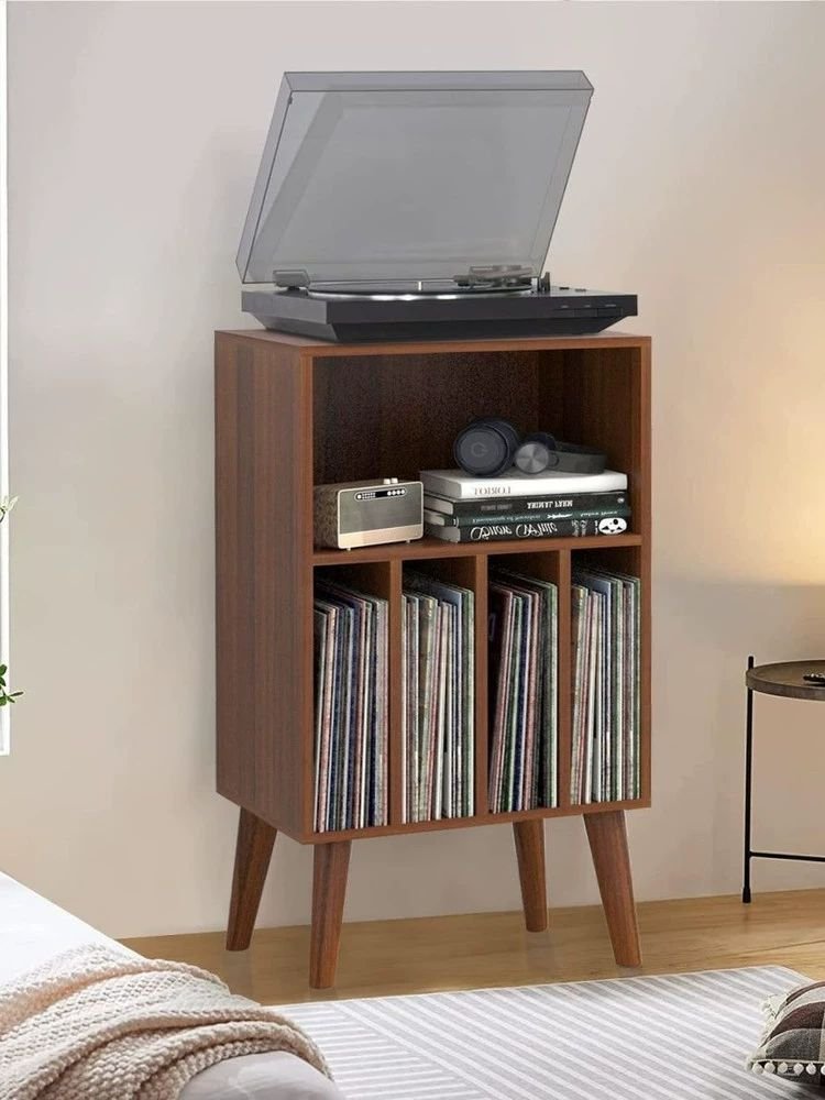 LP 장식장 턴테이블 보관 거치대 레코드판 CD 선반, 레코드 1단계 딥 월넛 상세 이미지 1