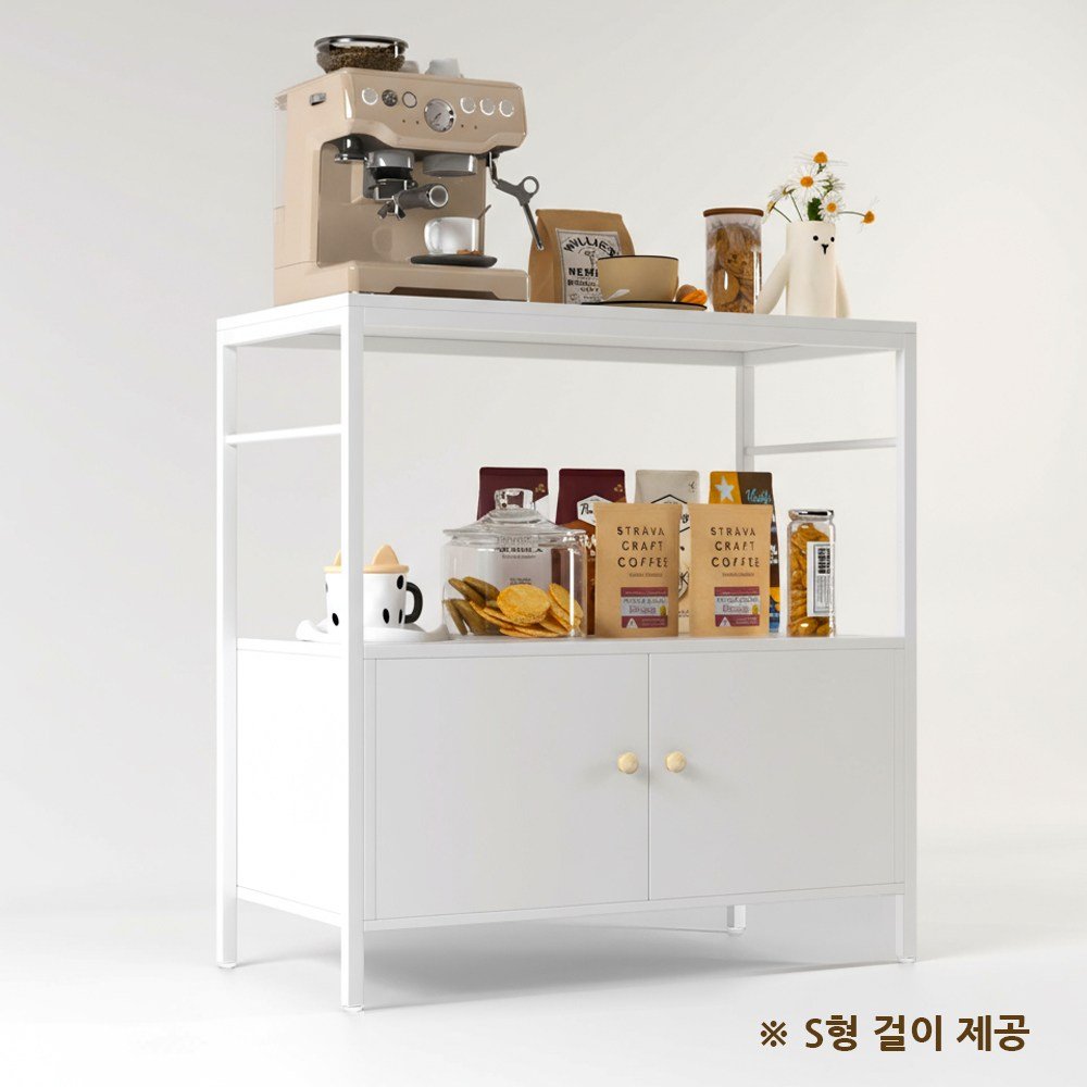KOTTII 800 x 400 x 850 주방 수납장 다용도 주방 진열대 정리대, 3단, 화이트 상세 이미지 1