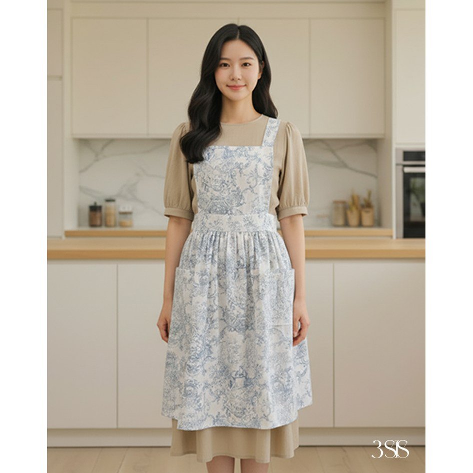 3SIS-메종 뜨왈 앞치마 국산 핸드메이드 제품, 그레이, 1개 상세 이미지 2