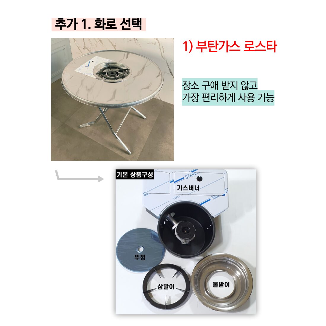 삼겹살 고기 불판 가스 숯 화로 테이블 접이식 스텐 원형 베란다 테라스 포장마차 베니올 꽁냥꽁 야외 캠핑 숯불 부탄 사각 철재테이블 깡통 연탄, 900, 선택없음, 선택없음 상세 이미지 2