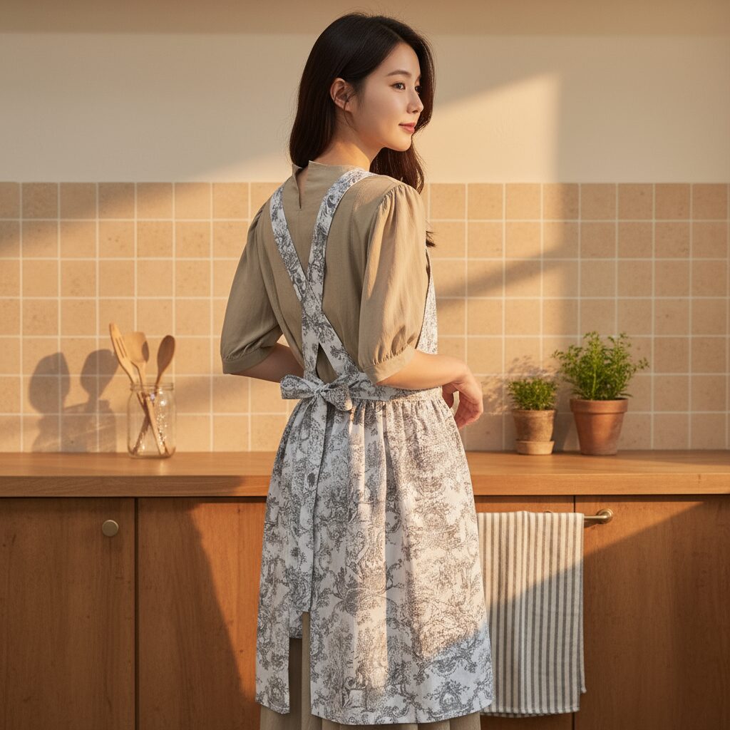 3SIS-메종 뜨왈 앞치마 국산 핸드메이드 제품, 그레이, 1개 상세 이미지 1