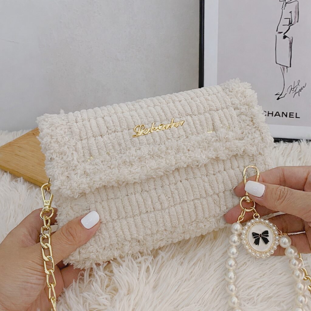 [영상제공] 샤샤벨 네트 공예 레터링키링백 가방 만들기 diy 재료 세트, 아이보리, 1개쿠폰할인 상세 이미지 2