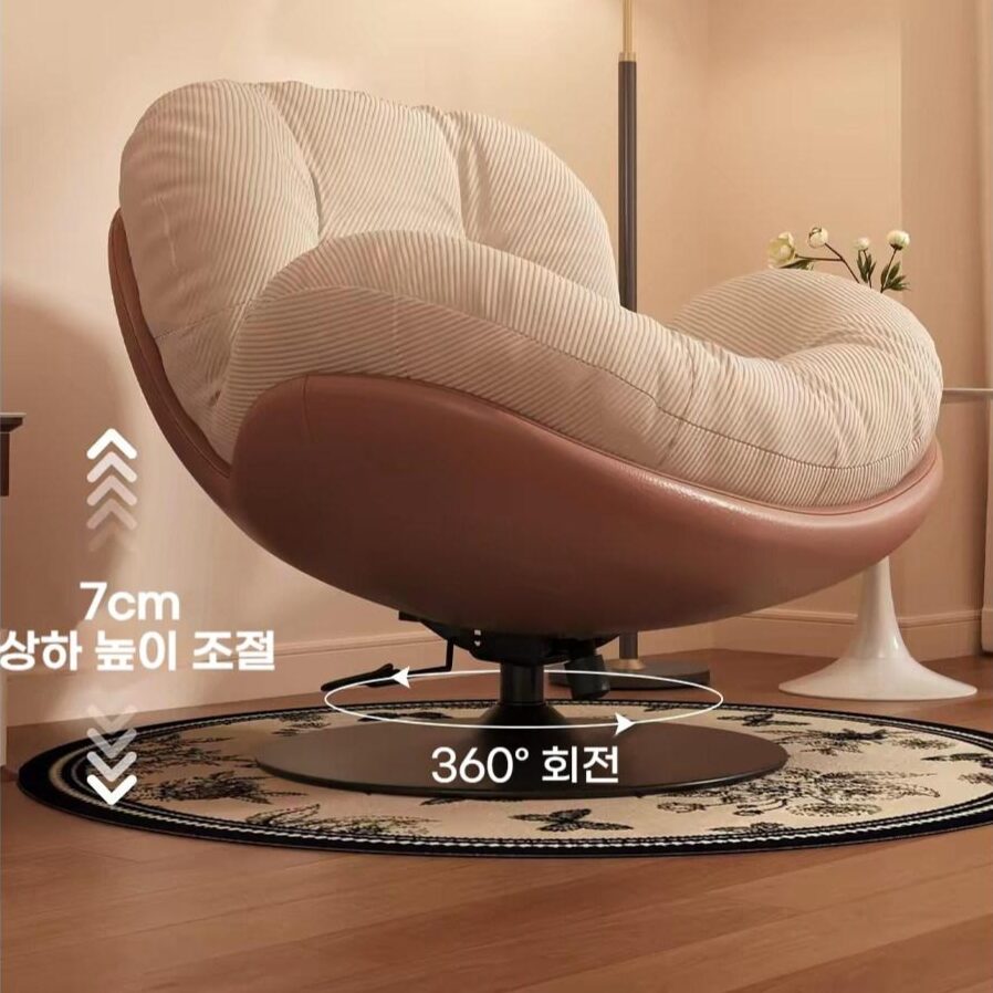 BYOU 럭셔리 1인용 대형 리클라이너 360도 회전 소파 높이조절 흔들의자, 1개, 흰색 + 흰색 상세 이미지 2